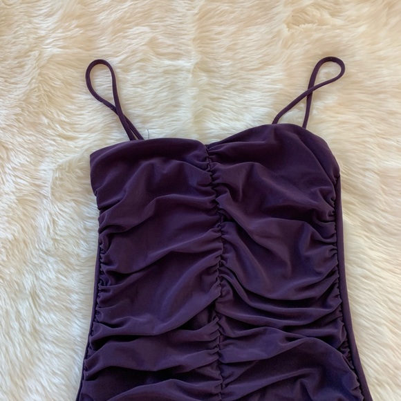 Charlotte Russe ruched dress with bow back purple - Picture 2 of 6